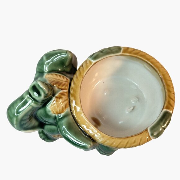 Vintage Green Elephant Ceramic Planter Pot Pot Basket - Picture 5 of 7